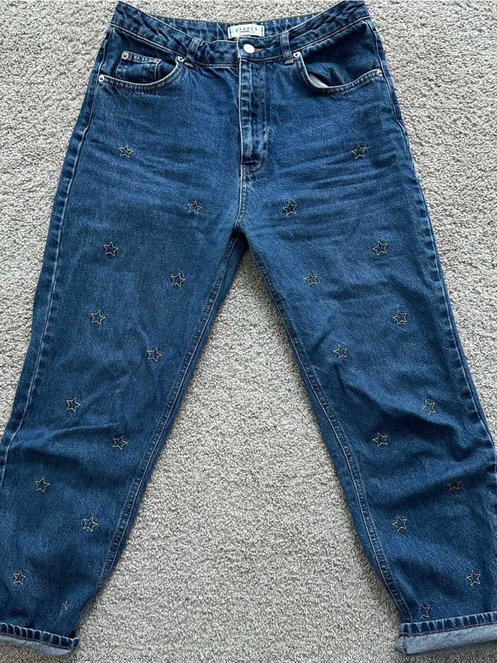 100% cotton Embroidered denim jeans